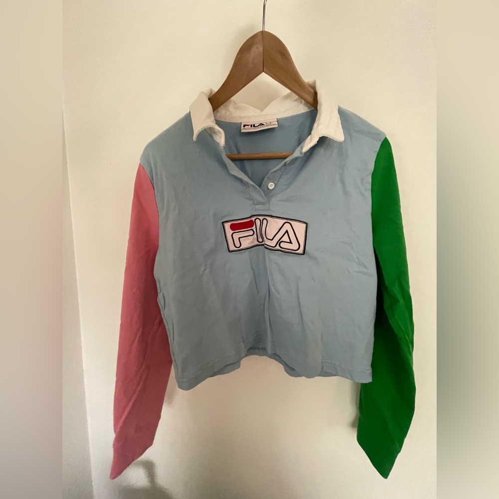 FILA - Cropped Long Sleeve Polo Shirt